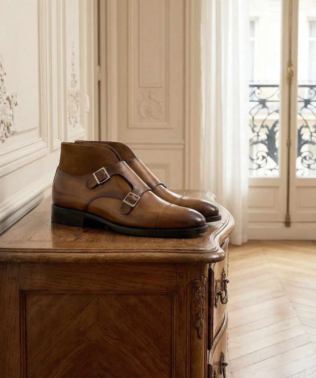 Finsbury Leonardo gespschoenen bruin double monk