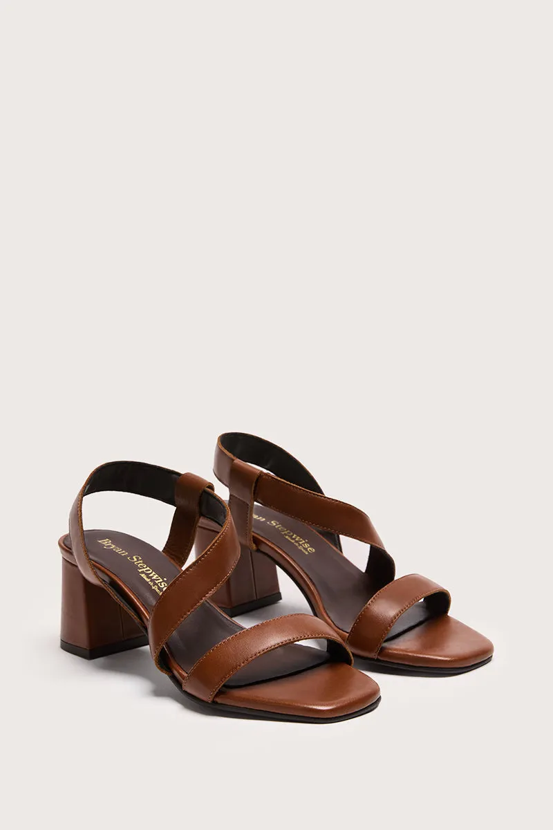 Bryan Stepwise Noe sandalen hak camel leer