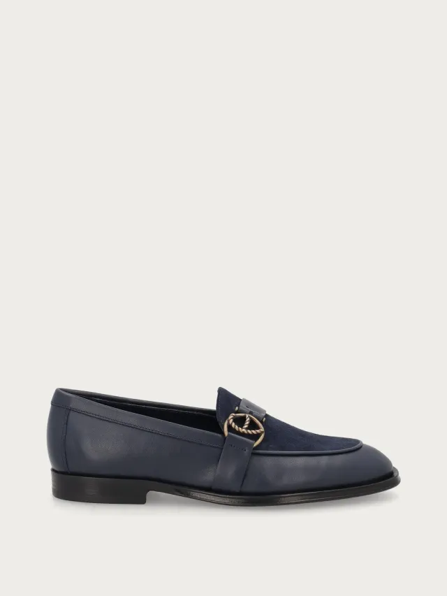 Frau Verona blauwe leren loafers suède dames