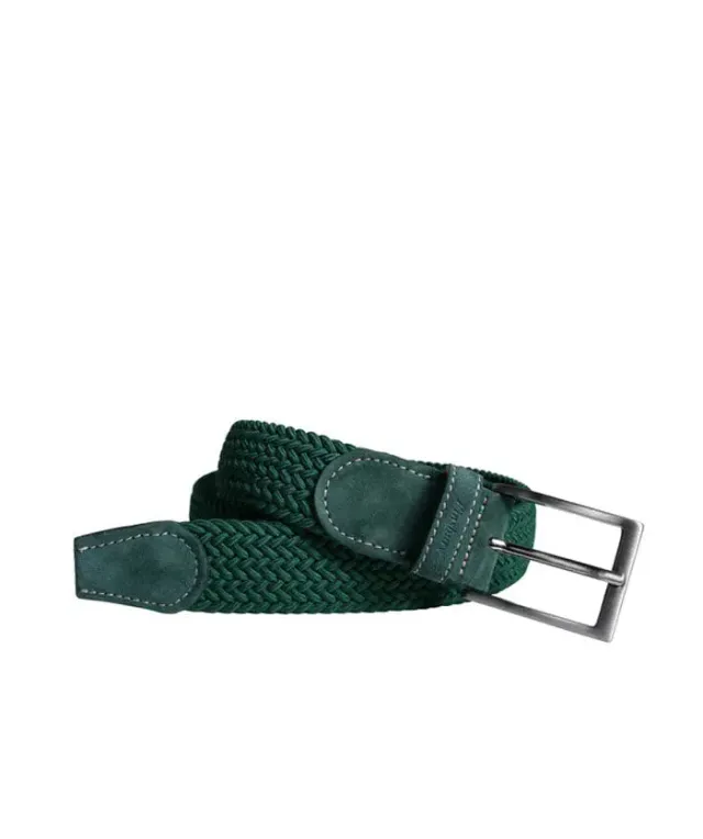 Finsbury gevlochten riem groen suède 3,2 cm