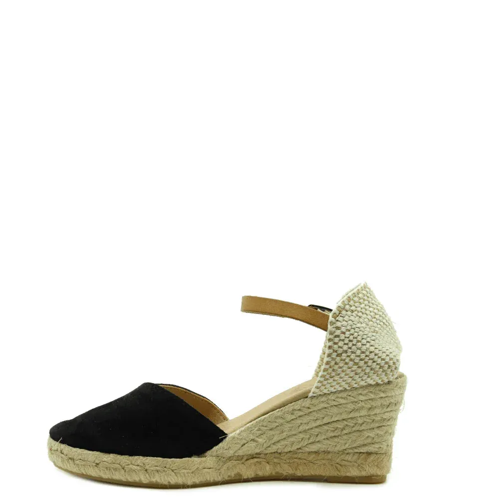 Donelli 457 espadrilles zwart suède 7 cm hak