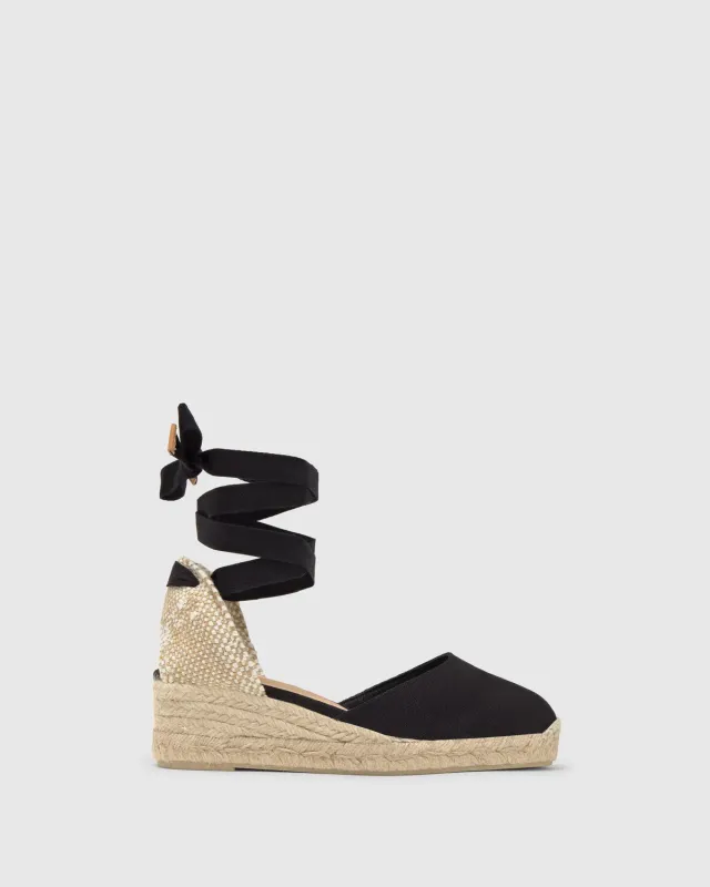 Castaner Carina 3/001 espadrilles zwart canvas 5 cm