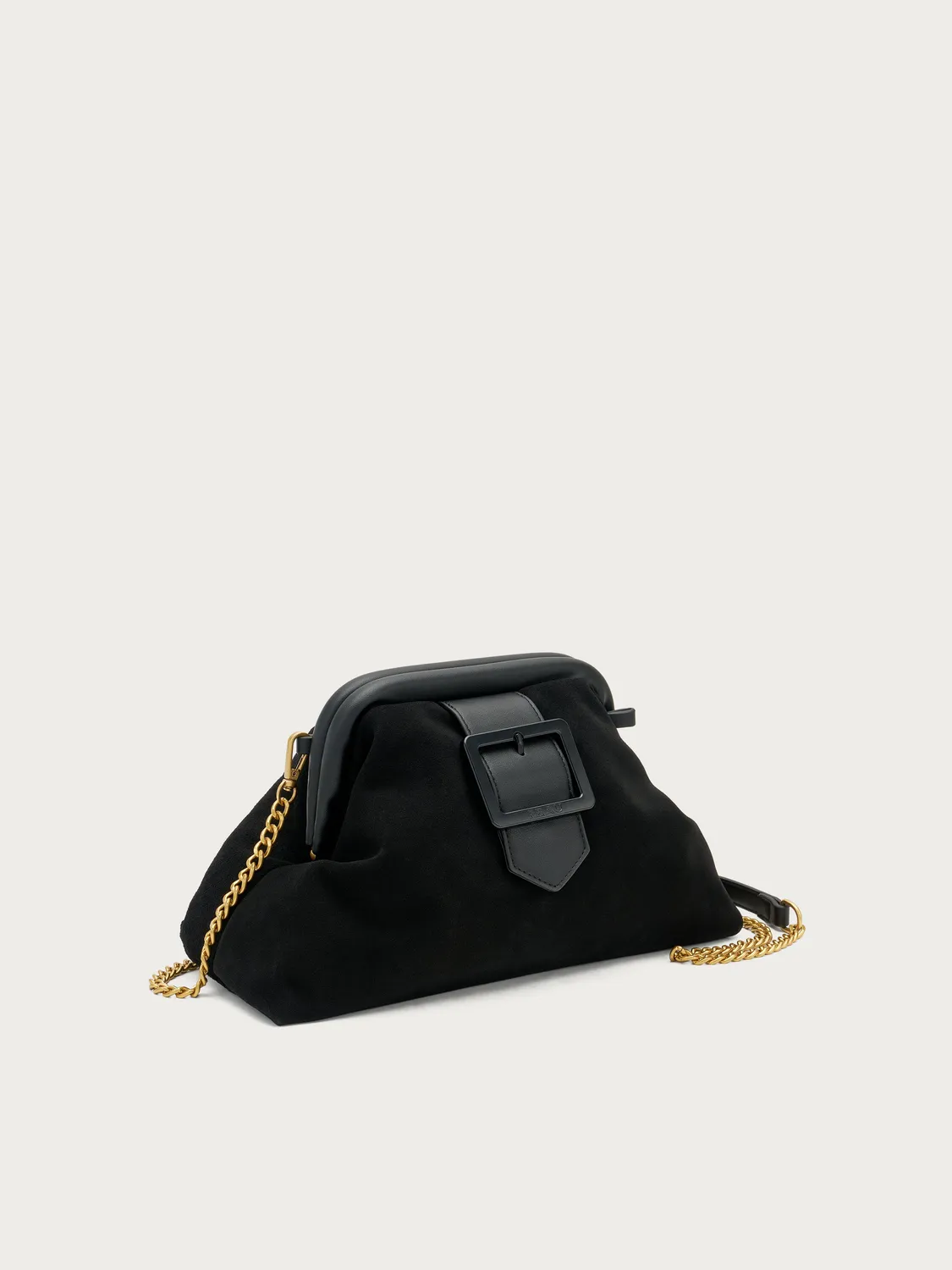 Frau Maxi Clutch Zwart Suède Crossbody