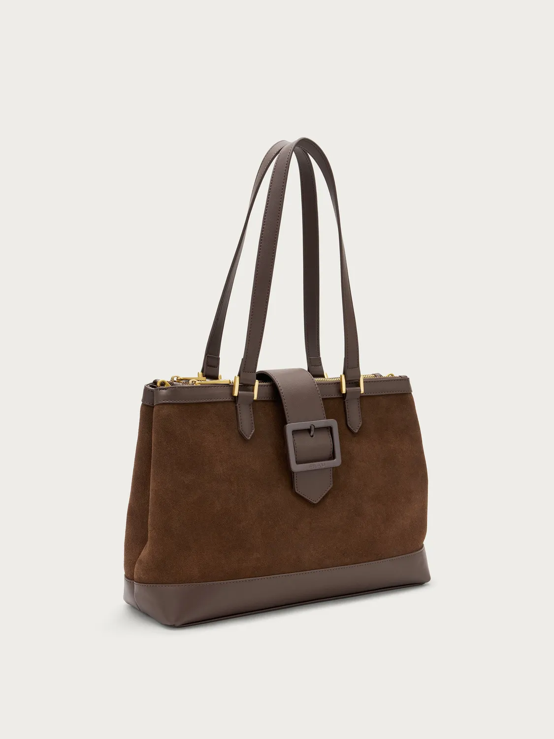 Frau Grote Shopper Suède Bruin Handtas