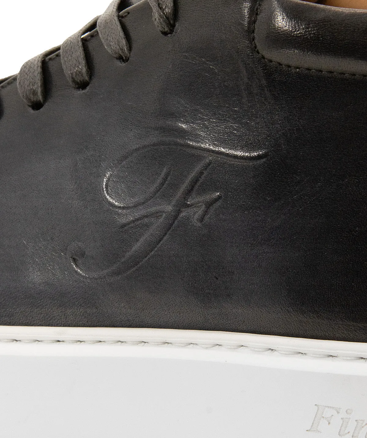 Finsbury Modena hoge sneakers grijs patina leer