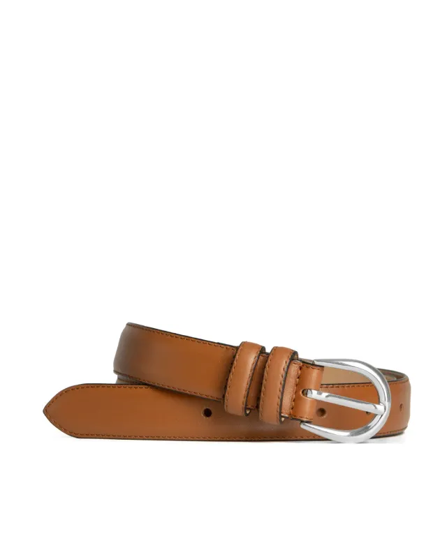 Finsbury Rome riem cognac zilveren gesp leer