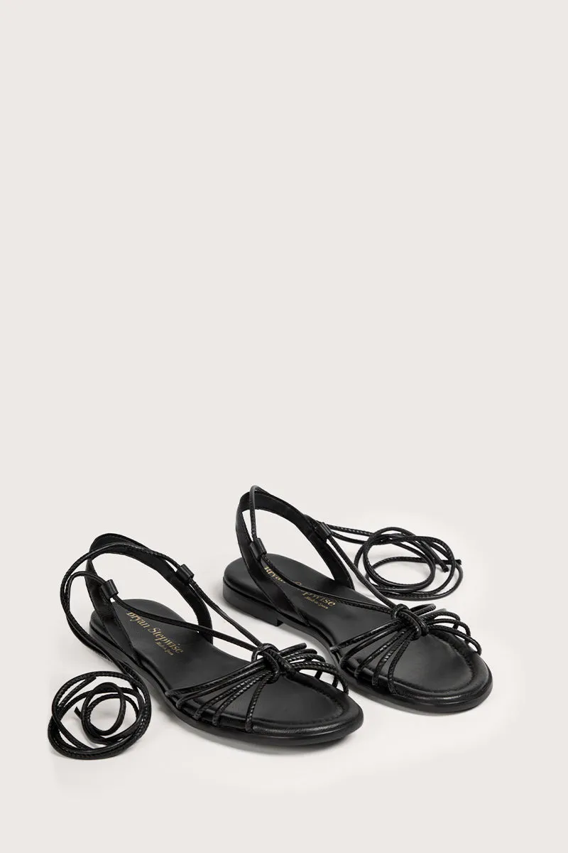 Bryan Stepwise Iris platte sandalen zwart leer