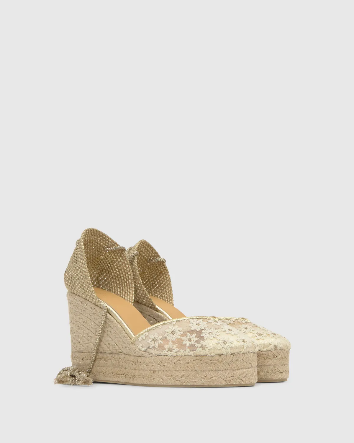Castaner Clair 8ED 294 espadrilles wit goud sleehak 11 cm