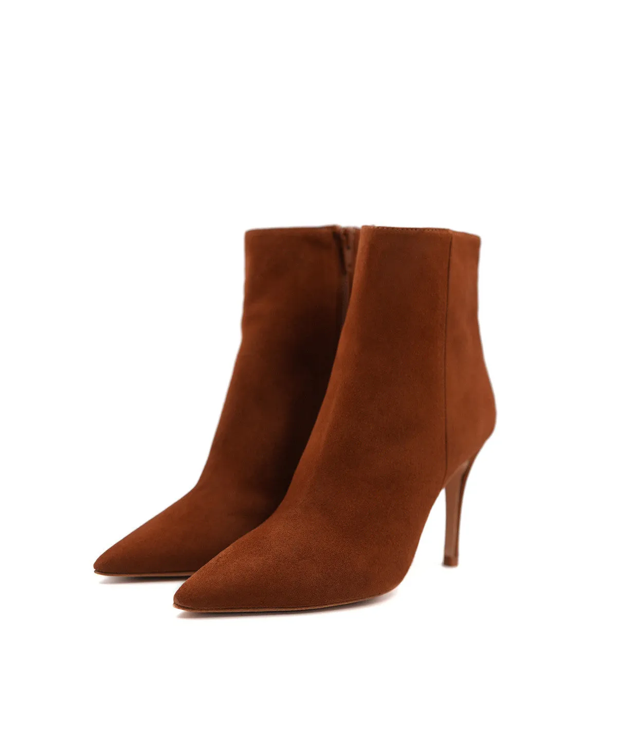 Finsbury Daisy enkellaarsjes bruin fluweel 8 cm hak