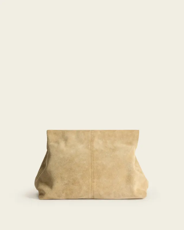 Flattered Clay Clutch clutch suède zand oversized