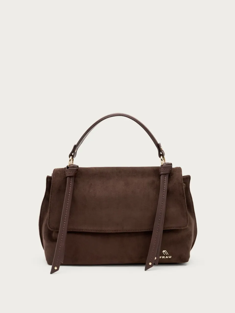 Frau bruine suède-look shopper met kwastjes