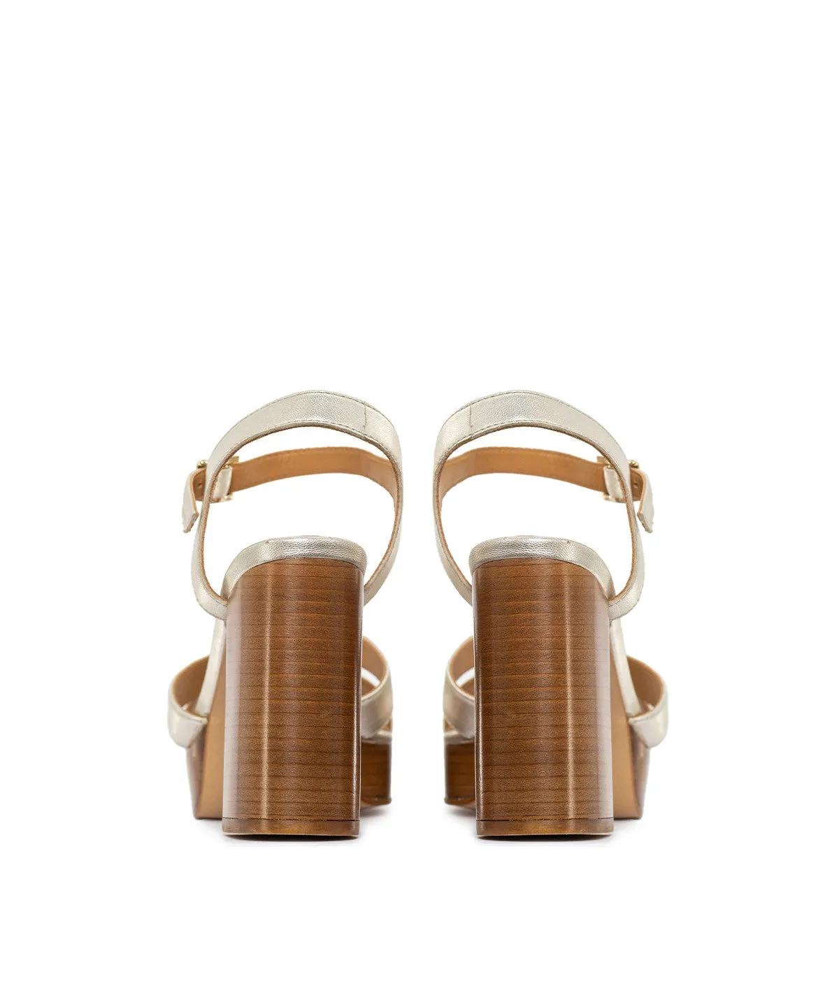 Finsbury Mia Champagne sandalen beige leer blokhak