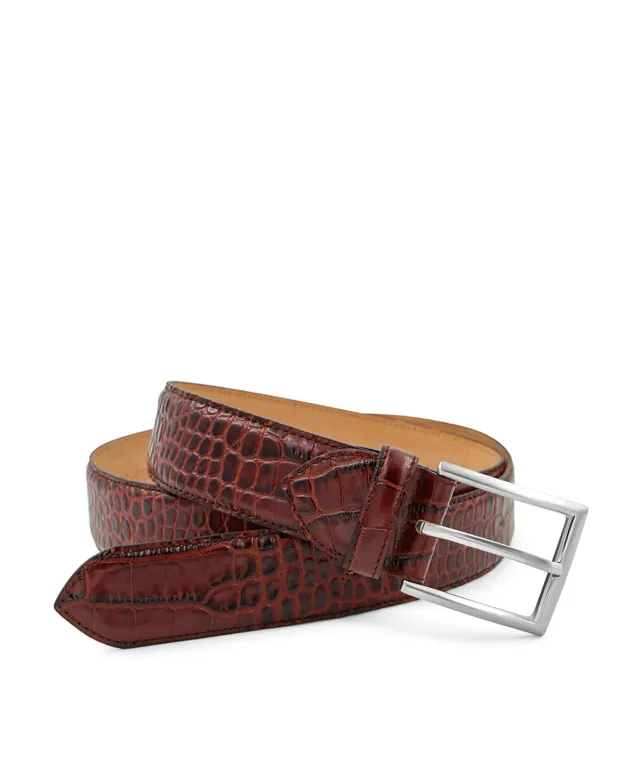 Finsbury Croco bruine riem leer 3,4 cm kroko print