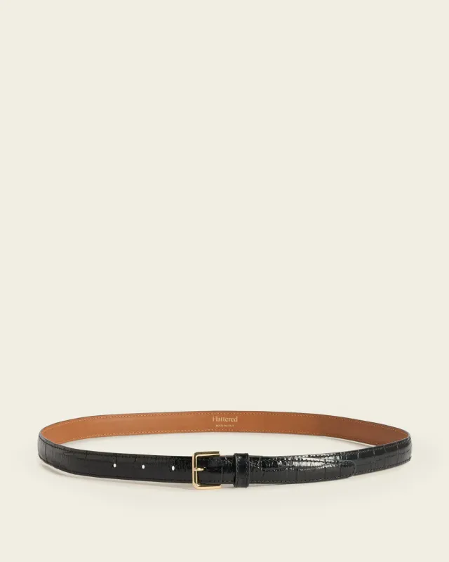 Flattered Barbara Belt riem zwart croco leer