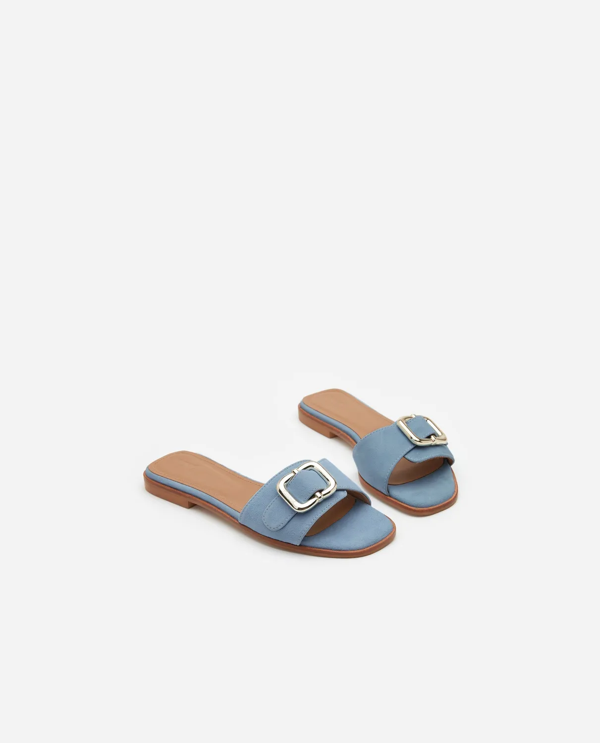 Flattered Mimi sandaal blauw suède platte zool