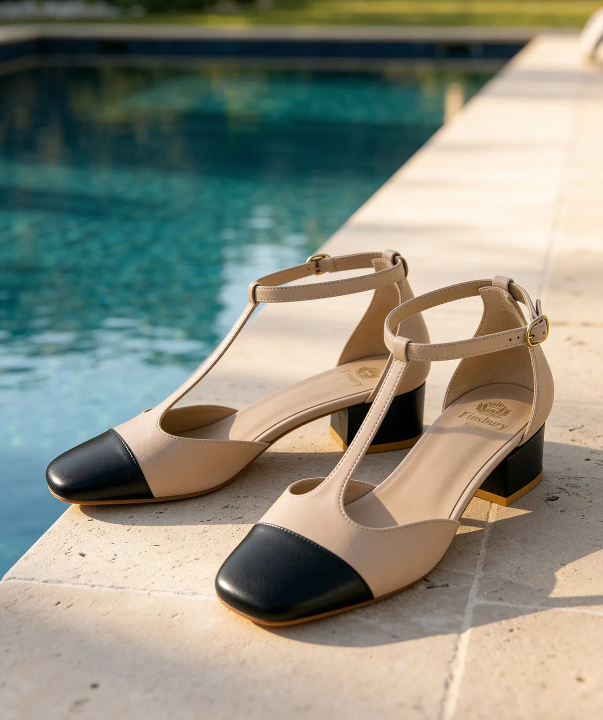 Finsbury Rosa pumps beige-zwart leer