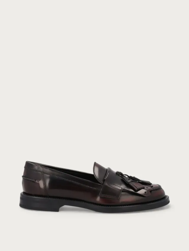 Frau Verona Loafers Bordeaux Leer Franje Dames