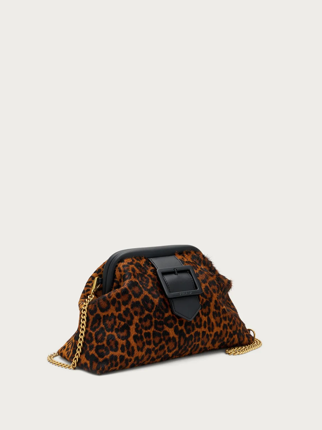 Frau maxi clutch luipaard pony-effect leer