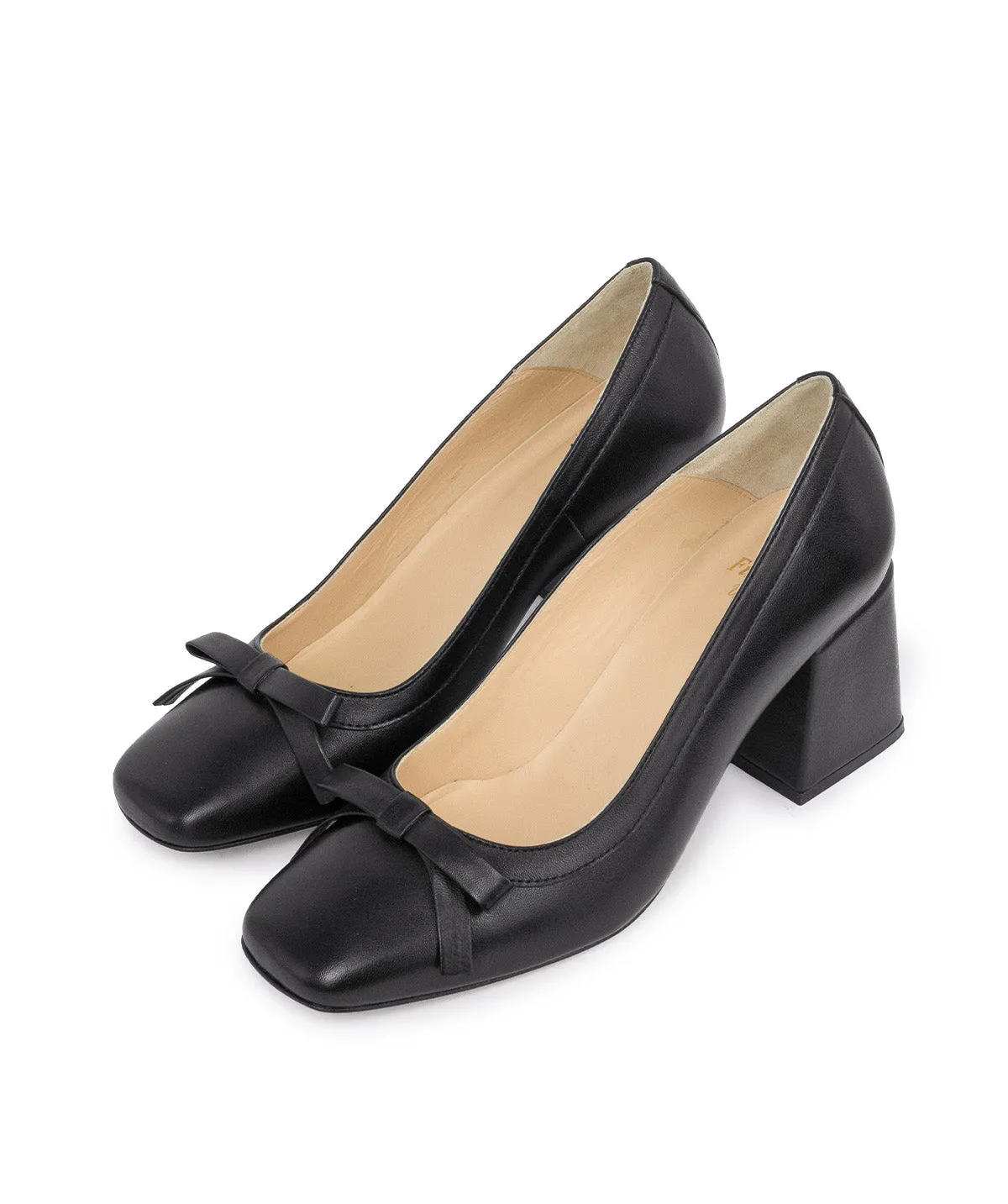Finsbury Carla pumps zwart leer 5 cm blokhak