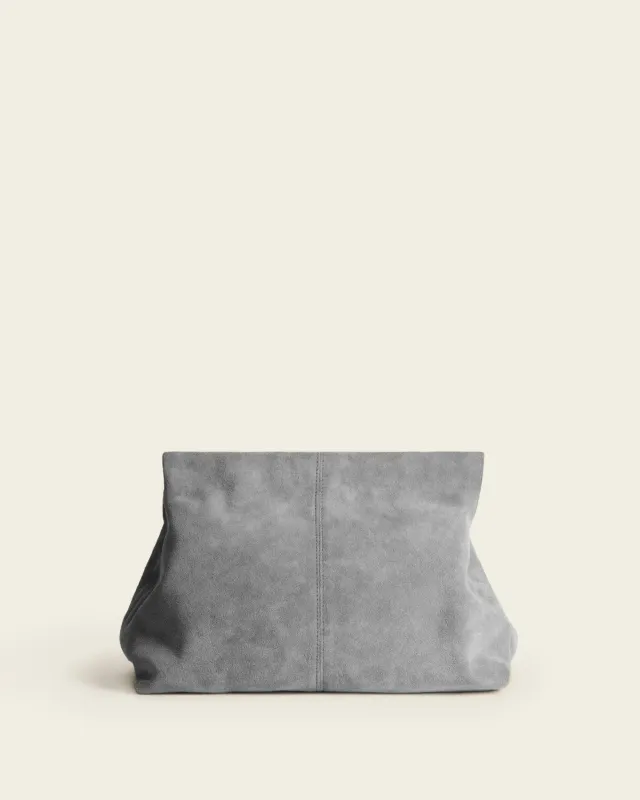 Flattered Clay clutch grijs suède oversized
