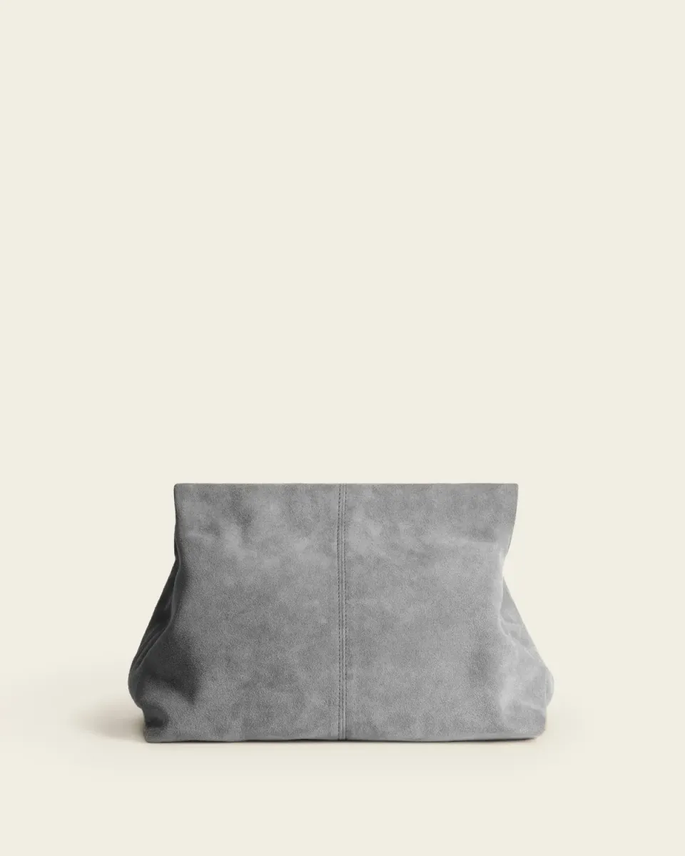 Flattered Clay clutch grijs suède oversized
