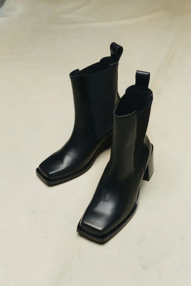 Jutelaune Elsa Black squared boots zwart leer