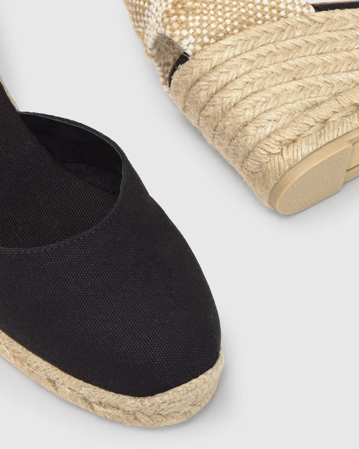 Castaner Carol/6/001 espadrille zwart katoen enkelband