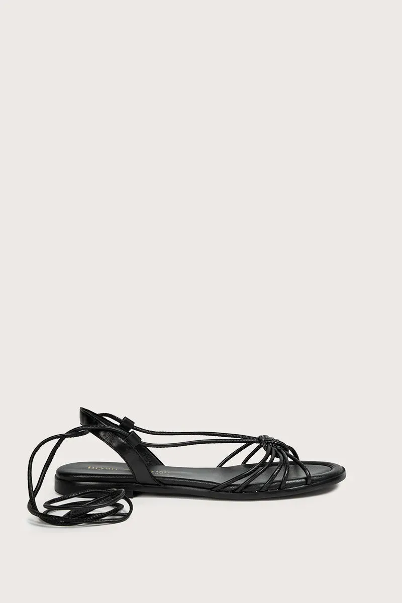 Bryan Stepwise Iris platte sandalen zwart leer