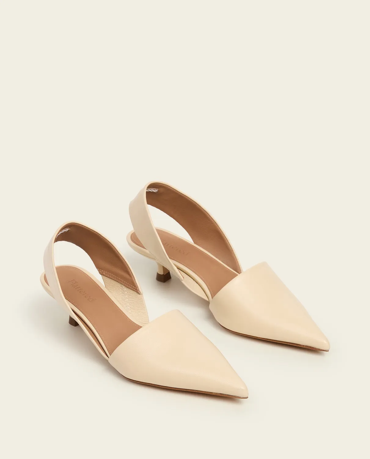 Flattered Ninni slingback crème leer kittenhak