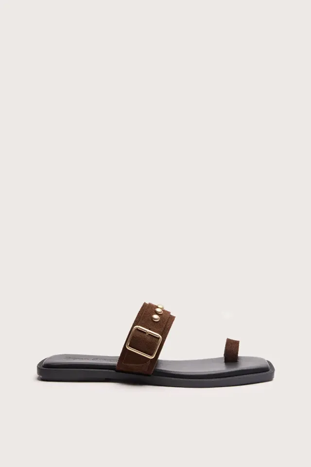 Bryan Stepwise Hiba sandalen cacao leer plat