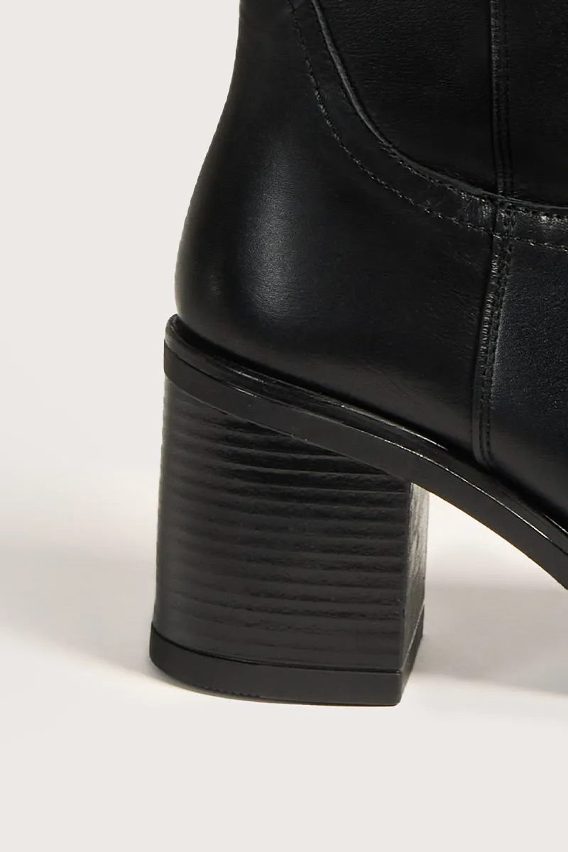 Bryan Stepwise Riber biker boots zwart leer hak