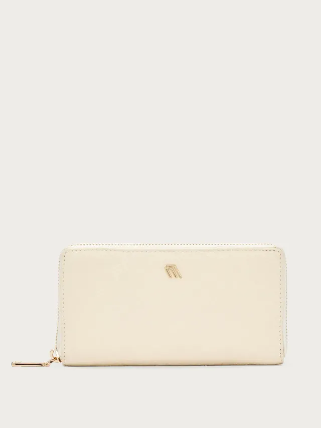 Frau portemonnee beige leer met rits dames