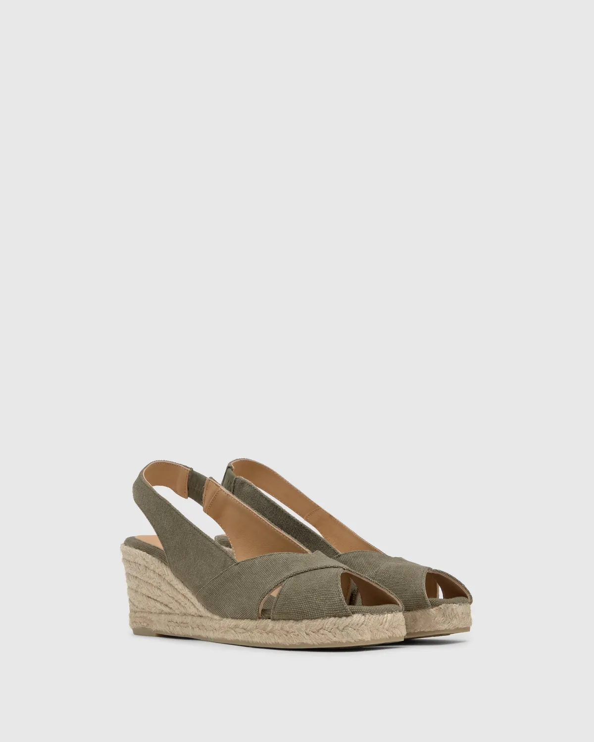 Castaner Diana 6/002 espadrilles olijf canvas peep-toe