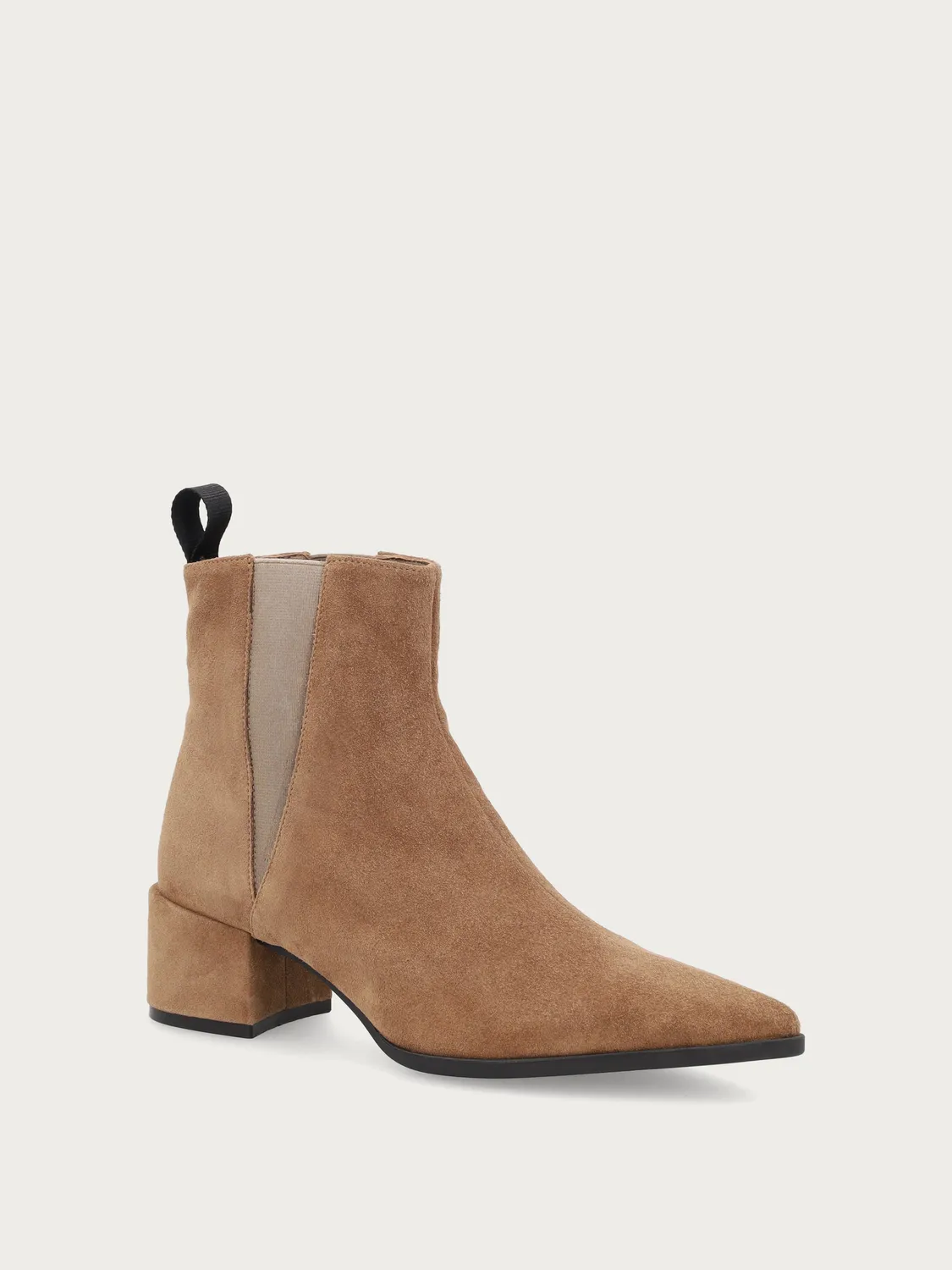 Frau Verona Beatle boots beige suède met hak