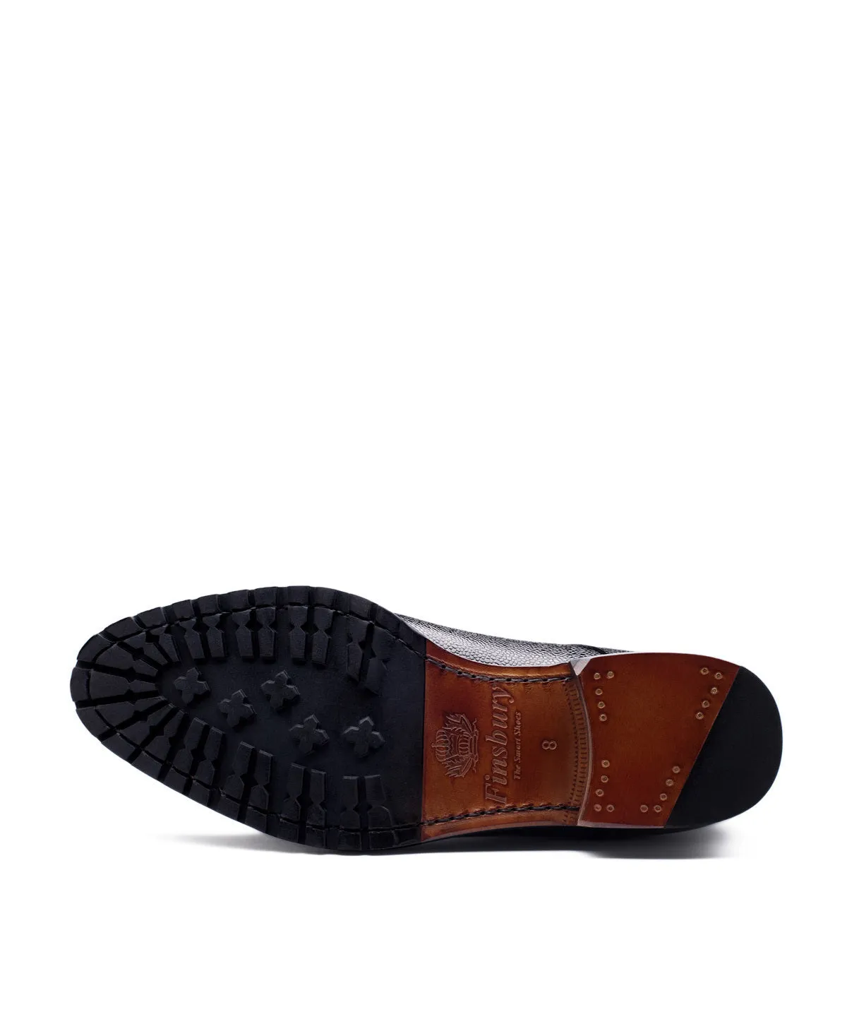 Finsbury Grahams enkellaars noir grainé leer