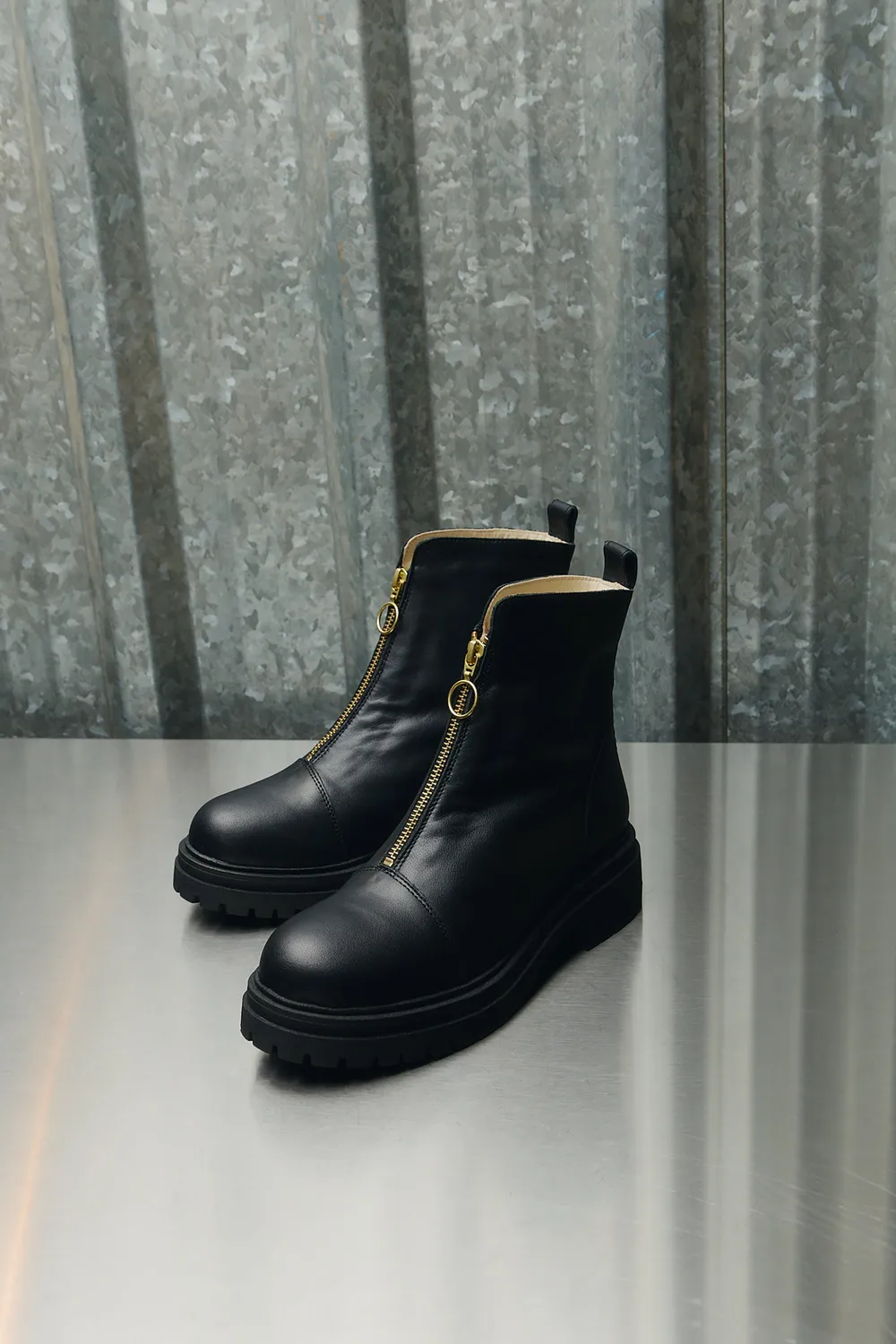 Jutelaune Lorna Black Zip laarzen zwart leer