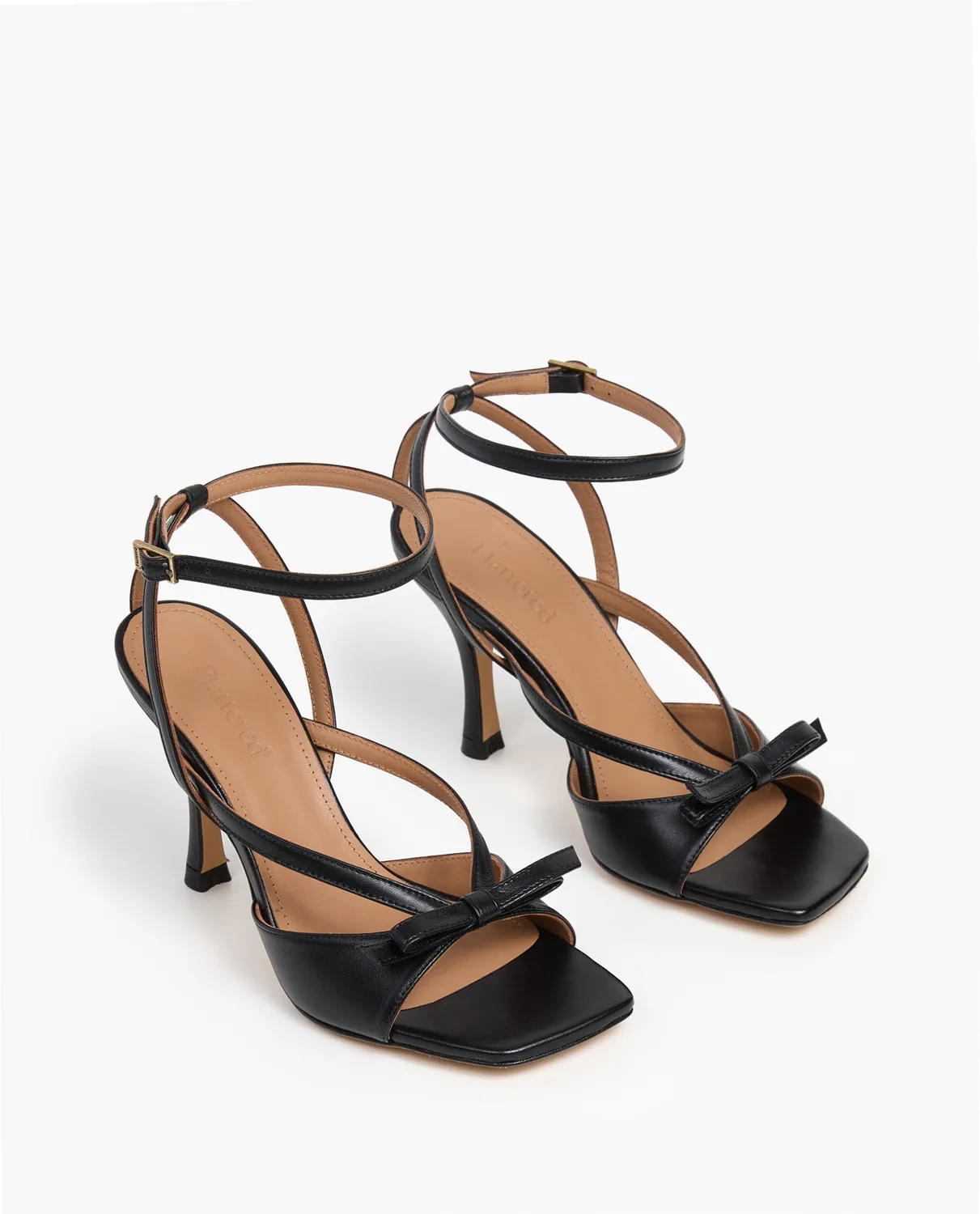 Flattered Margo Leather Black sandalen hak zwart leer 8 cm