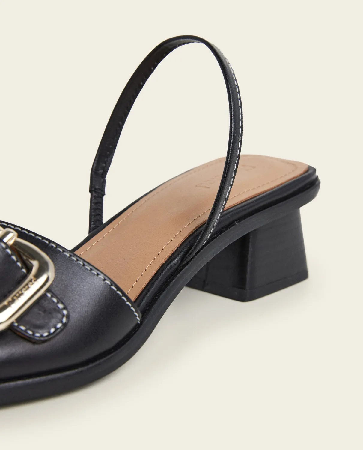 Flattered Jojo Leather Black sandalen blokhak