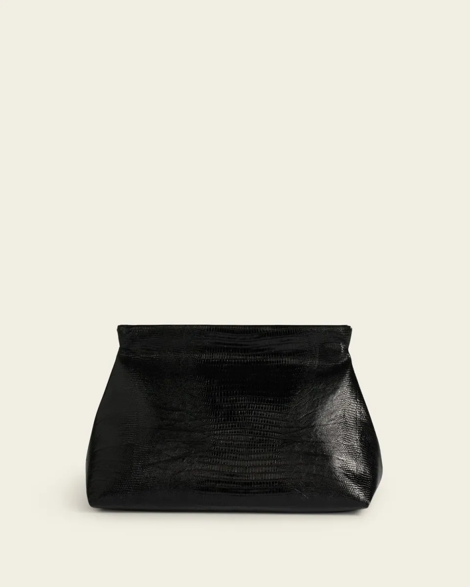 Flattered Clay clutch zwart leer lizard