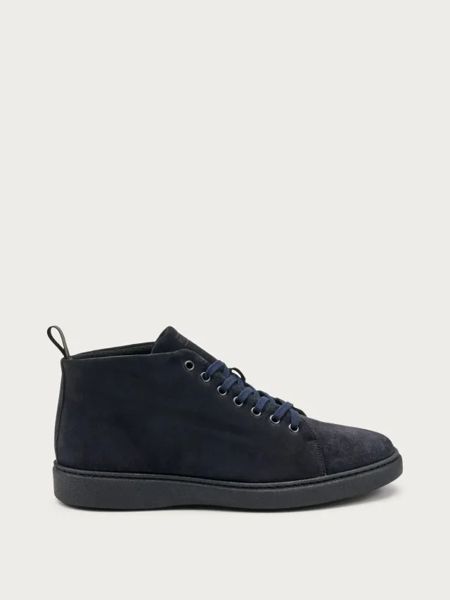 Frau Verona hoge veterschoenen blauw suède