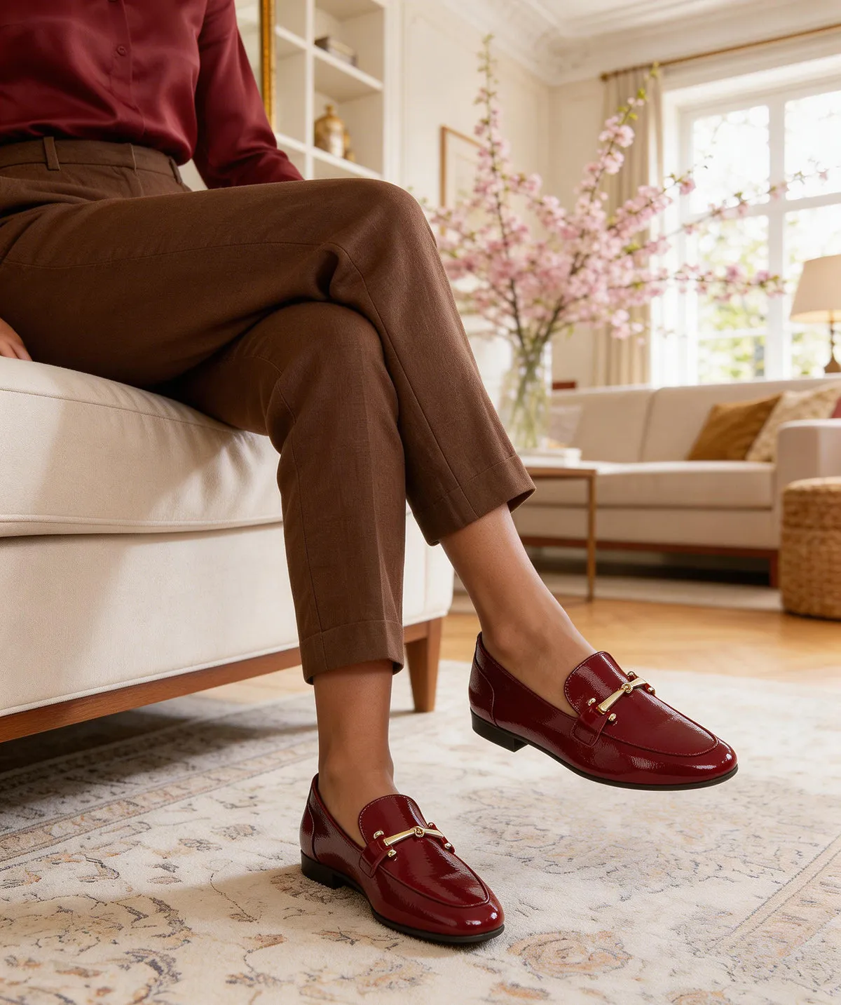 Finsbury Amelie loafers bordeaux lakleer met bit