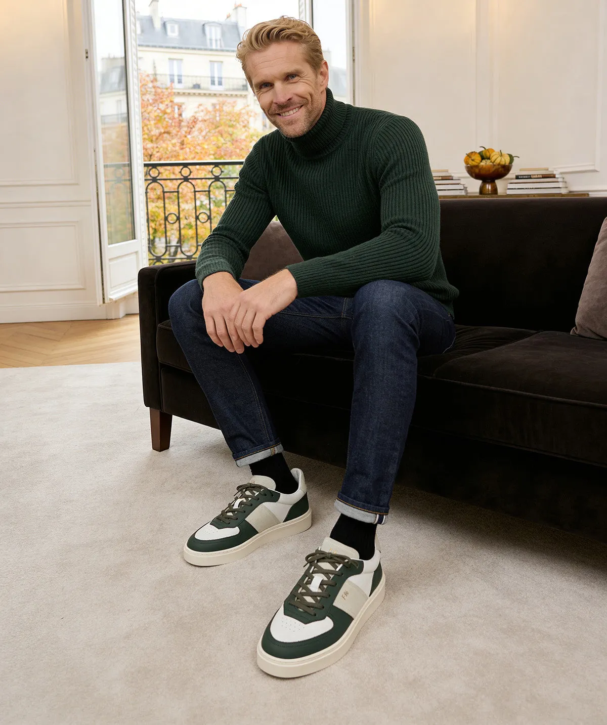 Finsbury Alexis sneakers groen wit rubberen zool
