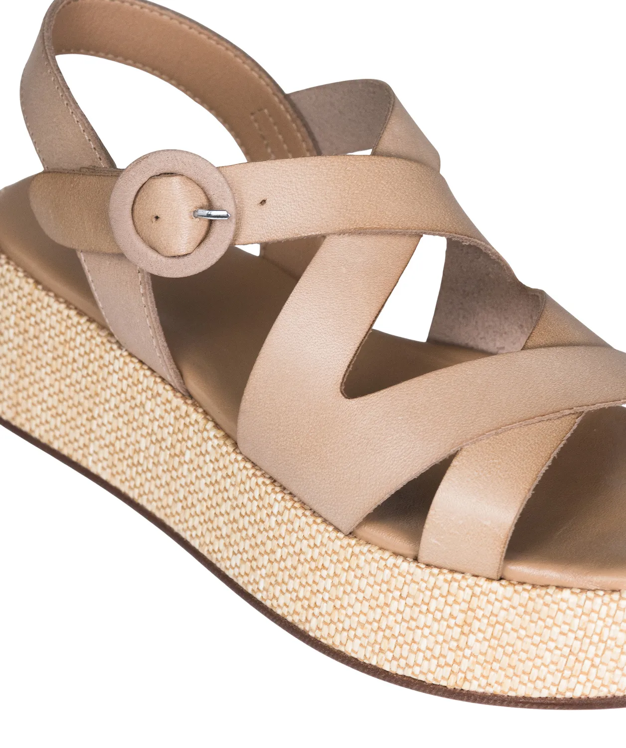 Finsbury Brigitte leren sandalen beige sleehak