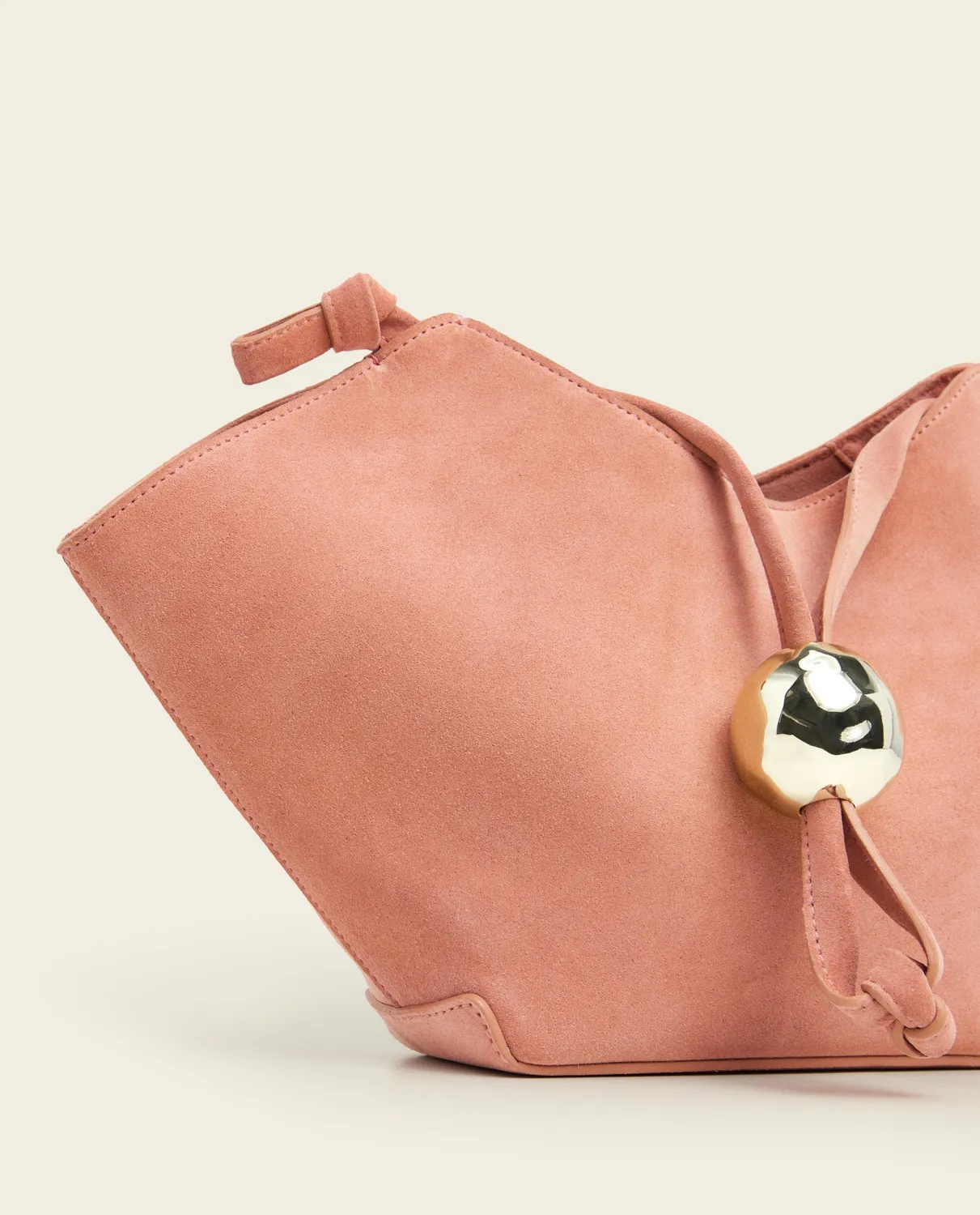 Flattered Donia schoudertas suède blush pink mini
