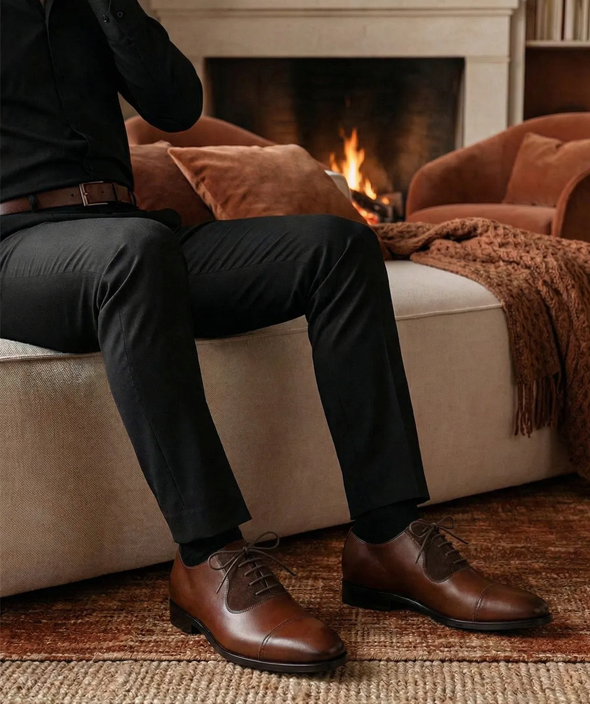 Finsbury Heathrow oxford schoenen bruin bi-materiaal