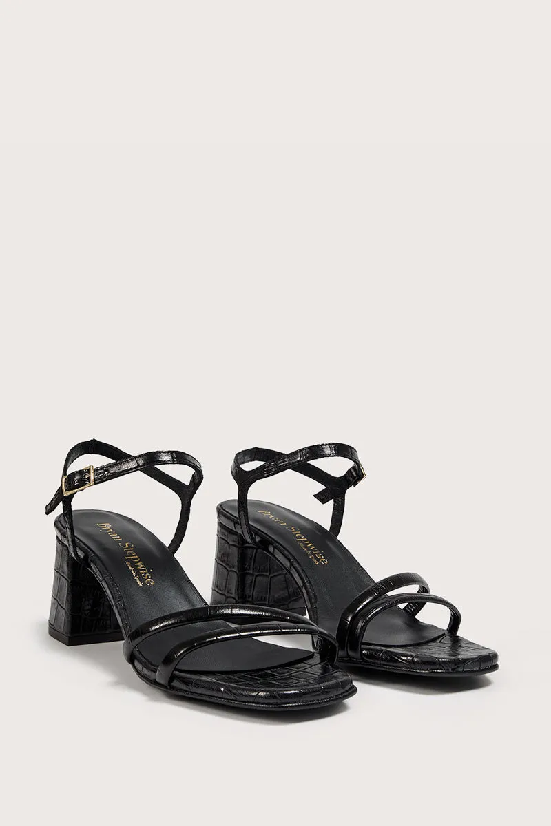 Bryan Stepwise Habana sandalen met hak zwart leer