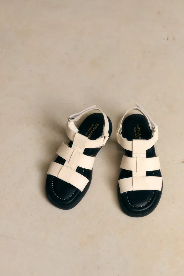 Jutelaune Selma sandalen ivoor nappa leer