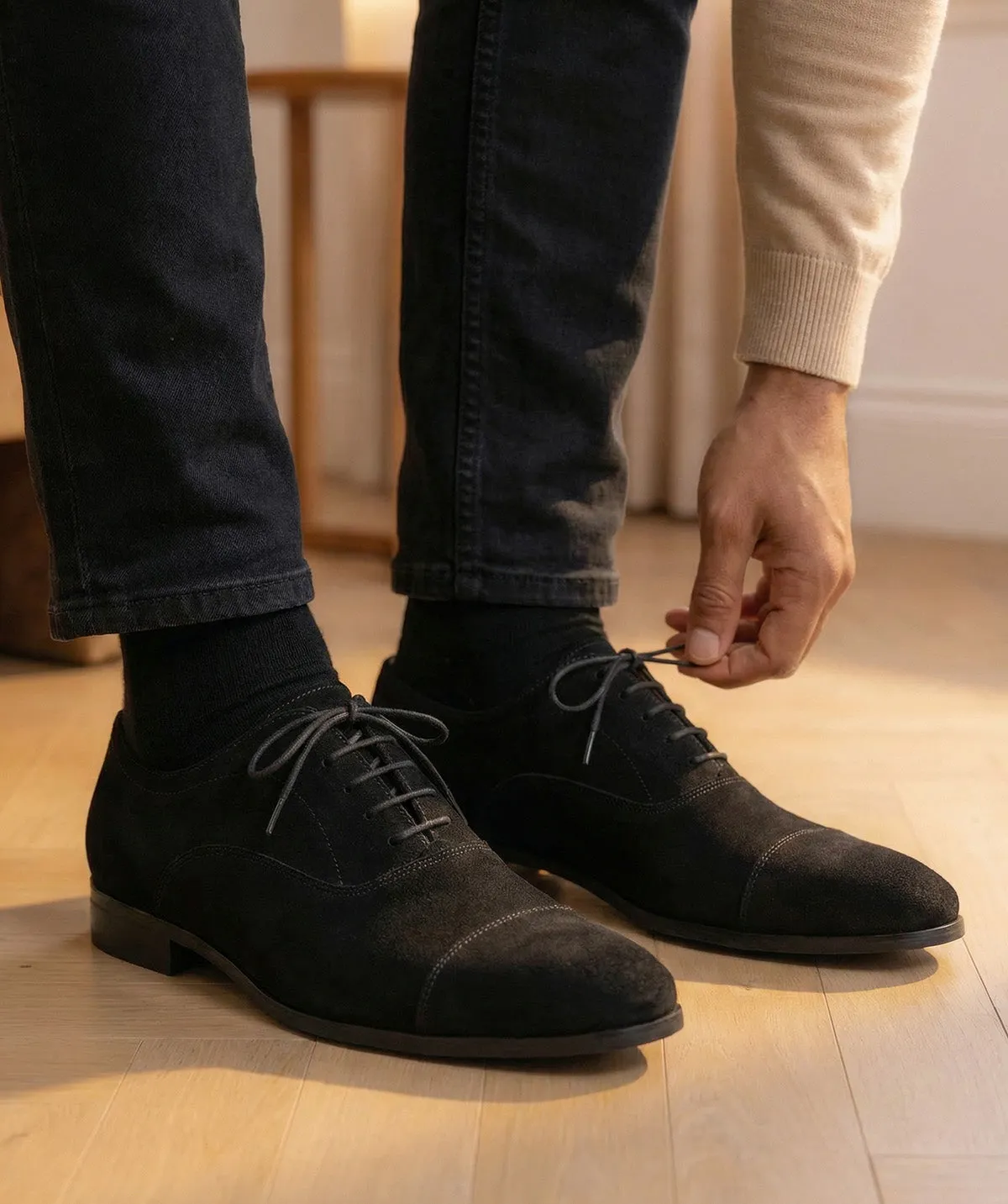 Finsbury Whitney oxford schoenen zwart kalfsfluweel