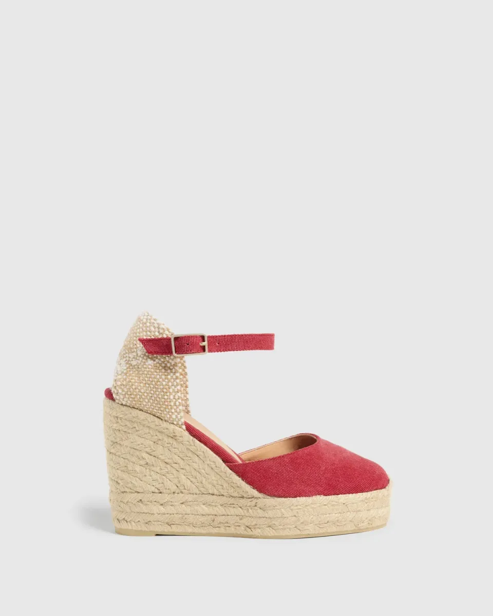 Castaner Carol 8ED/002 espadrilles rood – sleehak 11 cm