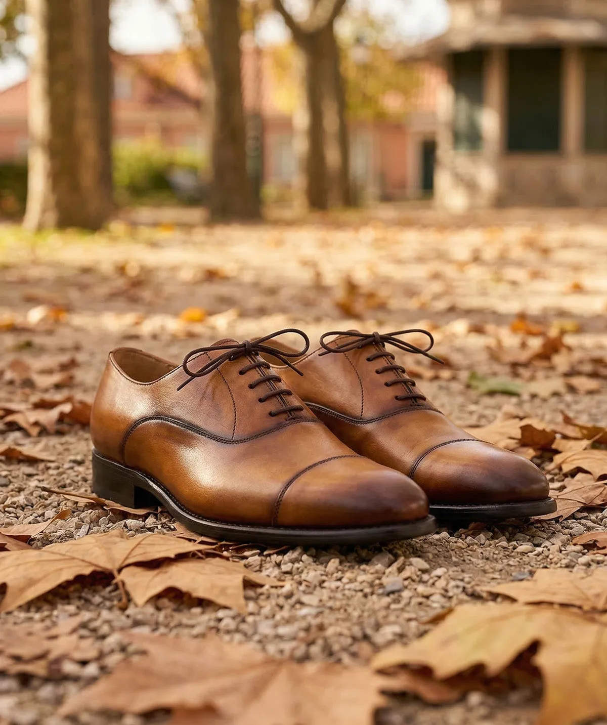 Finsbury OXFORD veterschoenen cognac gepatineerd